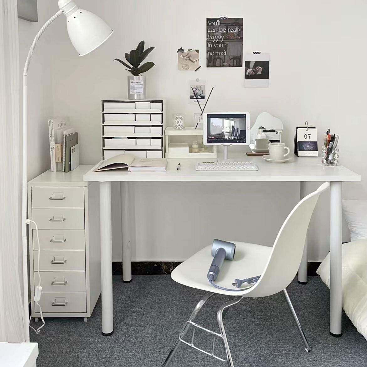 电脑台学ZLD式家用白色书桌简约办公桌桌孩生学习女卧室小型简易