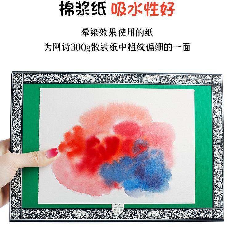 法国ARCHES阿诗棉898浆水彩四封胶300面细纹/中本粗/g粗纹专用绘