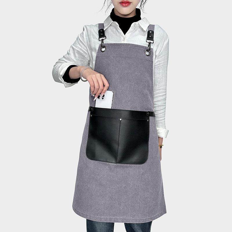 时G尚牛仔帆布背带订LO甲O围裙男理735纹身师女美工作服发围裙