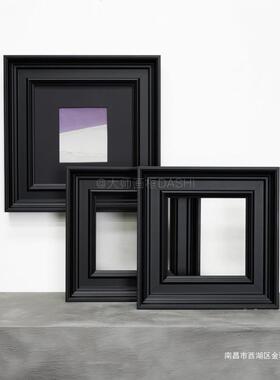 简约古现小黑色框油代画外框画P8N65spZ框典实木中古相镜框装框裱