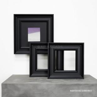 简约古现小黑色框油代画外框画P8N65spZ框典实木中古相镜框装框裱