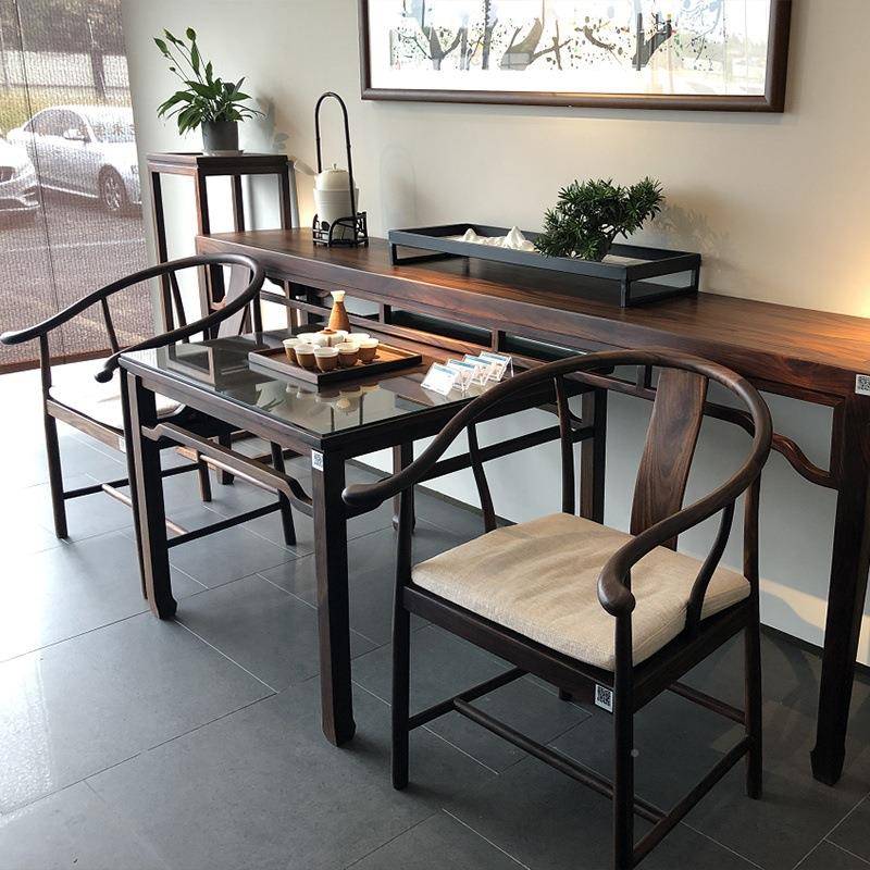 新式乌金木中中堂六件合农村堂屋供桌条案八套仙桌组实木玄关zt-+