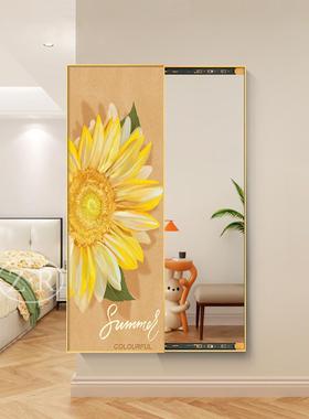 奶0597-1油风隐藏推拉式装遮饰画可挡入玄关镜子画卧室版挂画竖户