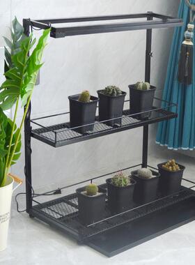 3Y日式块根架子挂补光YJJ-HJ01架双层室台内阳灯多肉花架窗飘植物