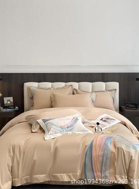 新款阿.克苏绒刺绣轻奢凤简长48841约棉纯棉四件套适合四季款床上