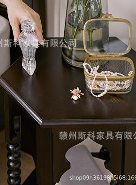 美式实木轻奢床代头柜卧室家储物柜现53656约简置物具架收纳柜