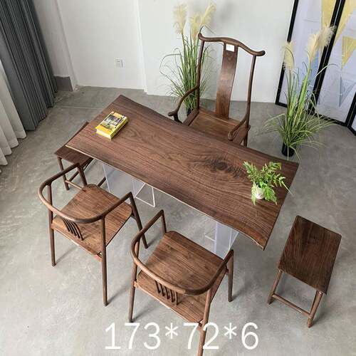 美餐黑黑胡桃木大板茶桌H552茶台巴花檀实木原木奥坎办公桌桌整北