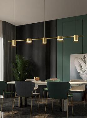 全铜金长条LED餐厅吊灯5289现色代简约餐桌灯极简创意l长条e吧台