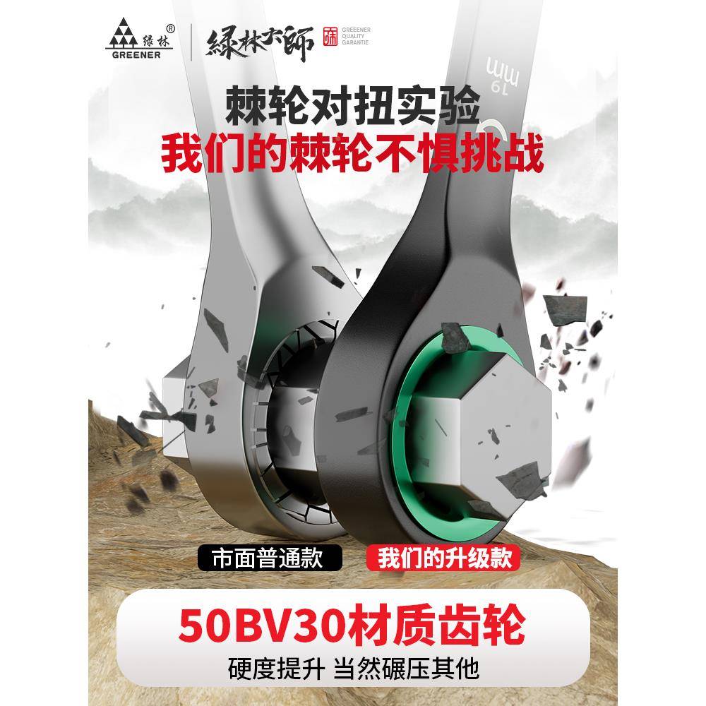 绿林大师双向棘扳轮小扳手快速梅工花板手自动开口具两用手459套图片
