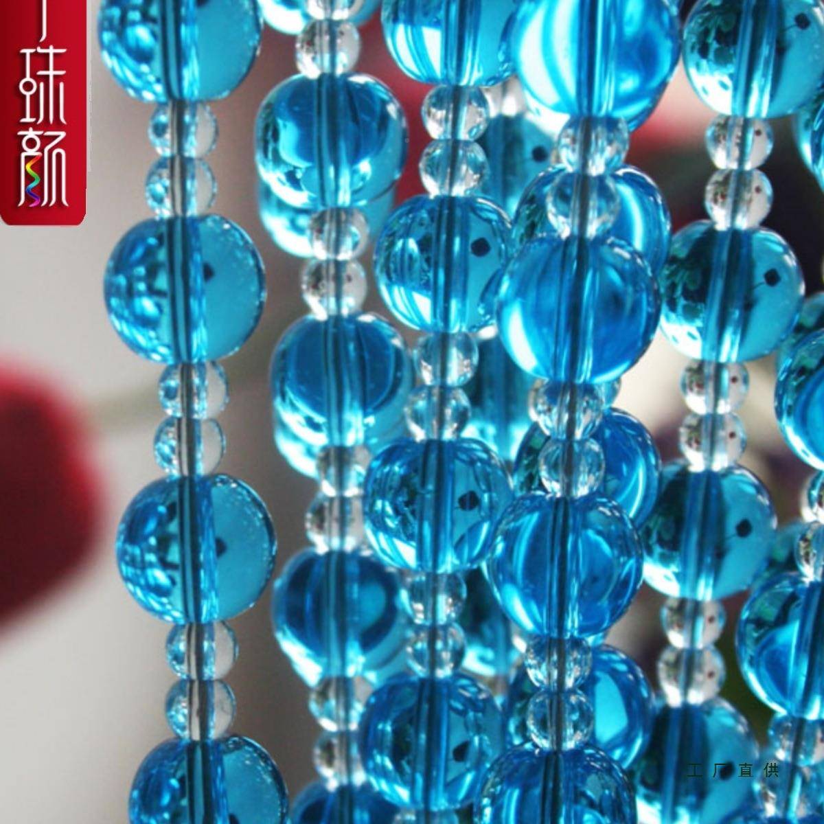 绿色满风水F9M69J7J门帘定制珠晶隔断帘水晶帘客厅挂帘穿玄关水装