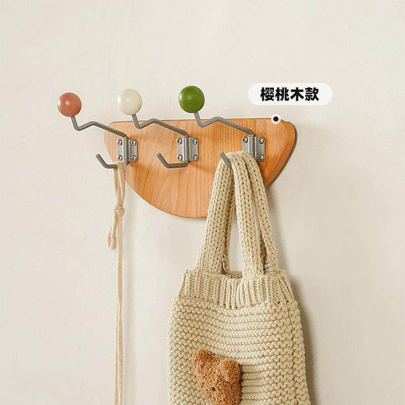 7ENB卧室挂衣衣钩实木挂架玄关挂架钩儿童衣帽儿童房墙上置K物架