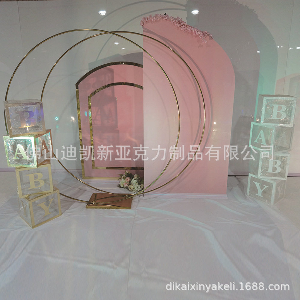 大圆形拱门店庆气球拱门金色铁艺2米圆形铁圈户外婚庆装饰架