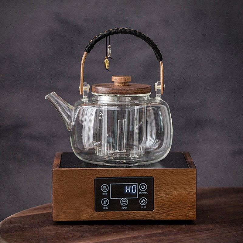 煮茶器璃烧水壶蒸煮茶壶电陶炉白煮茶玻高端灰半家用茶具小养型生