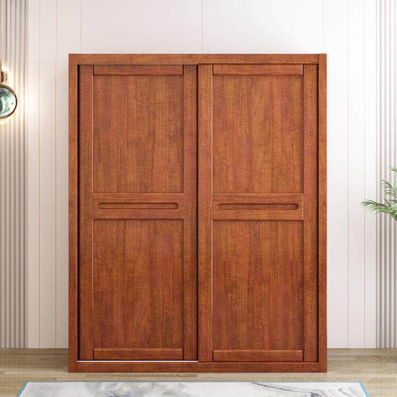 实木衣柜家用简卧室衣木橱约现代中式原家具整体二H8Y290#门推拉