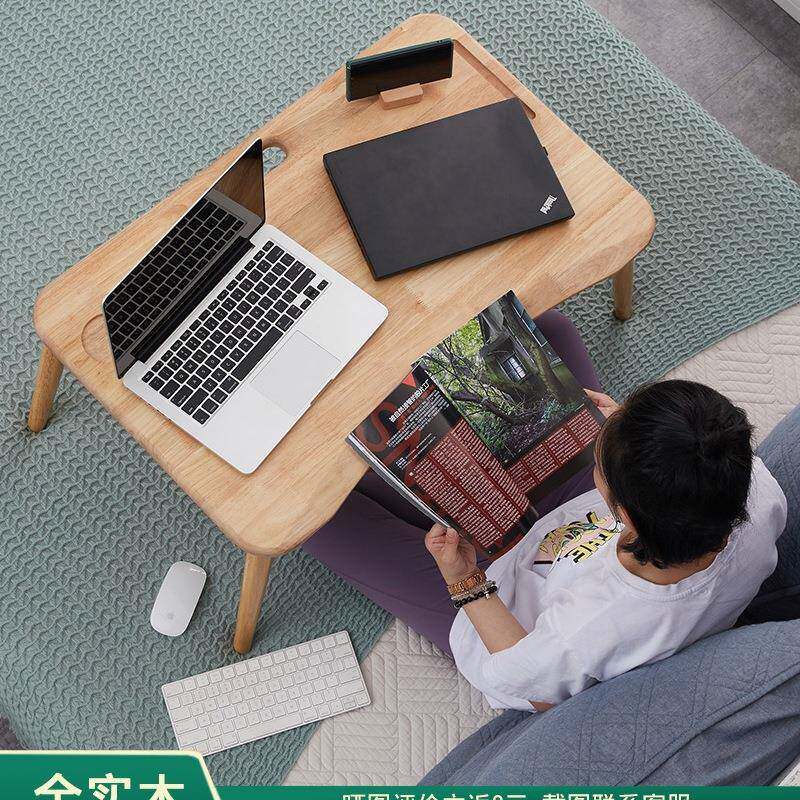 实木床小上学习全桌窗折叠桌懒人桌床上实木桌子书桌QDJ飘桌炕桌m