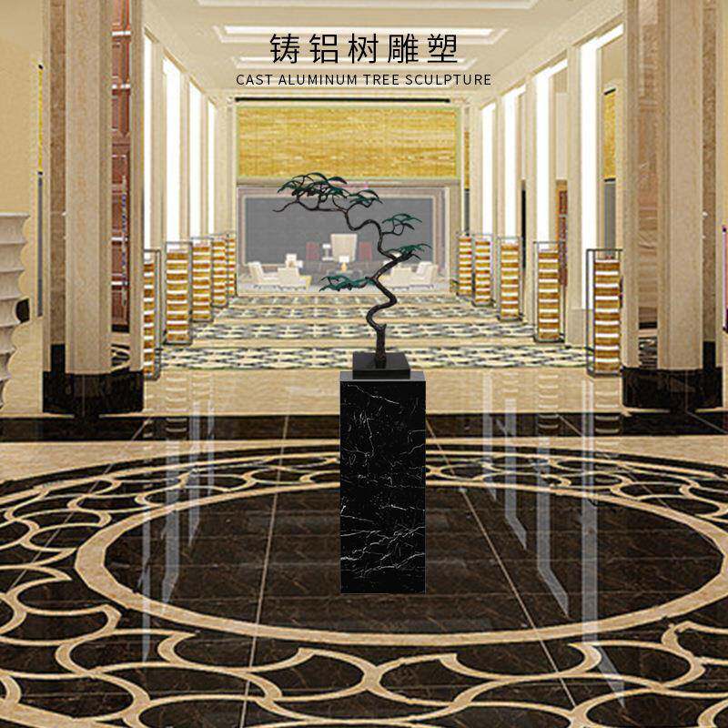 现货家居装饰品脱蜡品铸造迎客松铸铝术树雕122塑店酒艺摆件