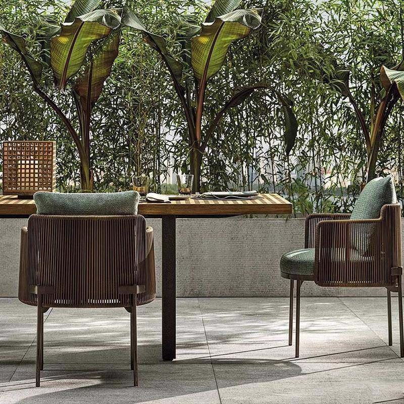 户外桌椅庭室院不钢柚木藤无品牌/编阳台露锈休闲外台防水防晒别