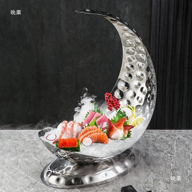 大型刺身LXA盘盘日摆装饰具创意料三文鱼餐龙虾异形船形冰盘