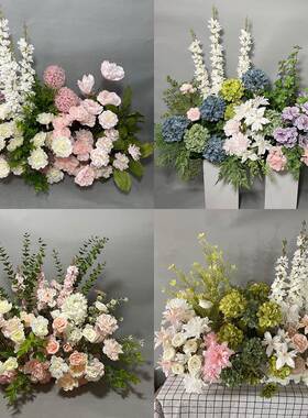 假婚花庆地排花HYN森系婚礼仿花绿色千代兰花排迎宾布T置台路引真