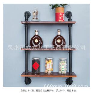 墙架壁挂式搁板上工业风置物架架一字板铁艺AJV实木支客厅书卧室
