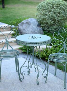 7T田园艺造做旧凳花HY221111盆户外桌椅型庭院小桌椅铁椅茶桌套组