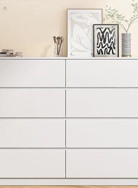 五柜简约现代靠墙储物柜奶风QEA小户型卧客厅抽屉室式斗油超窄收