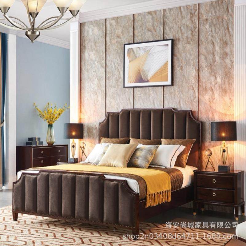 式实木床主现代简约床轻卧奢1.8美米人婚床10简美公主双床卧室家