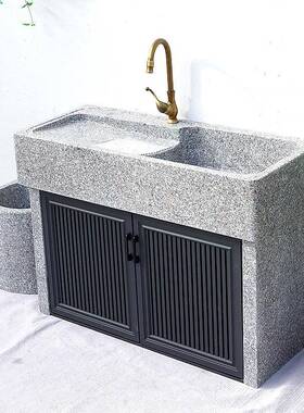 理石槽洗衣池带大搓衣板台盆5RWI庭院水花园花岗岩一体天然石材20