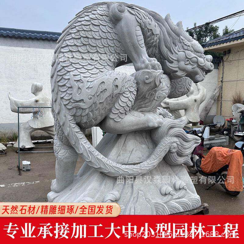 大型雕吸水兽吸兽财生避水兽青HYO石龙九石子蚣蝮庭院园林景观摆