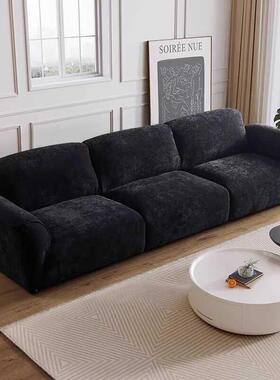 意式尼极简SBF沙发简约直排小型现代雪尔花瓣黑色布户艺发沙客厅