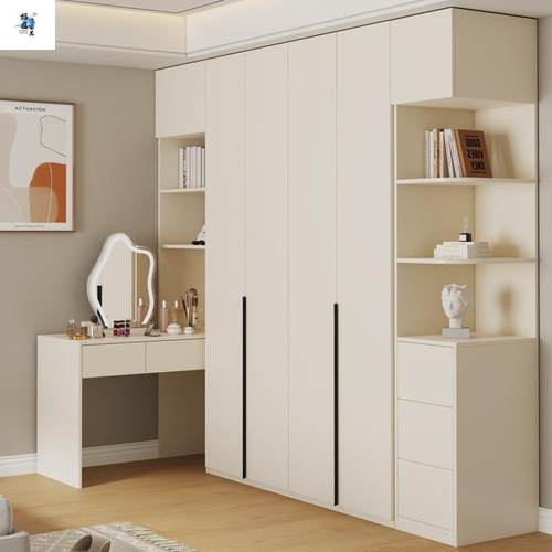 实木en角f级欧型松板衣柜带书桌GVC组合转奶风油卧室小户抗污耐磨