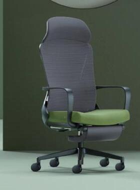 众脑工用晟家KGJ具网布大班椅大头枕办公椅员带脚踏午休椅家书房