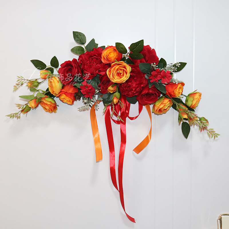 仿真花花环门饰门挂门楣花玫瑰结婚婚房婚礼布置婚庆装饰墙面花艺