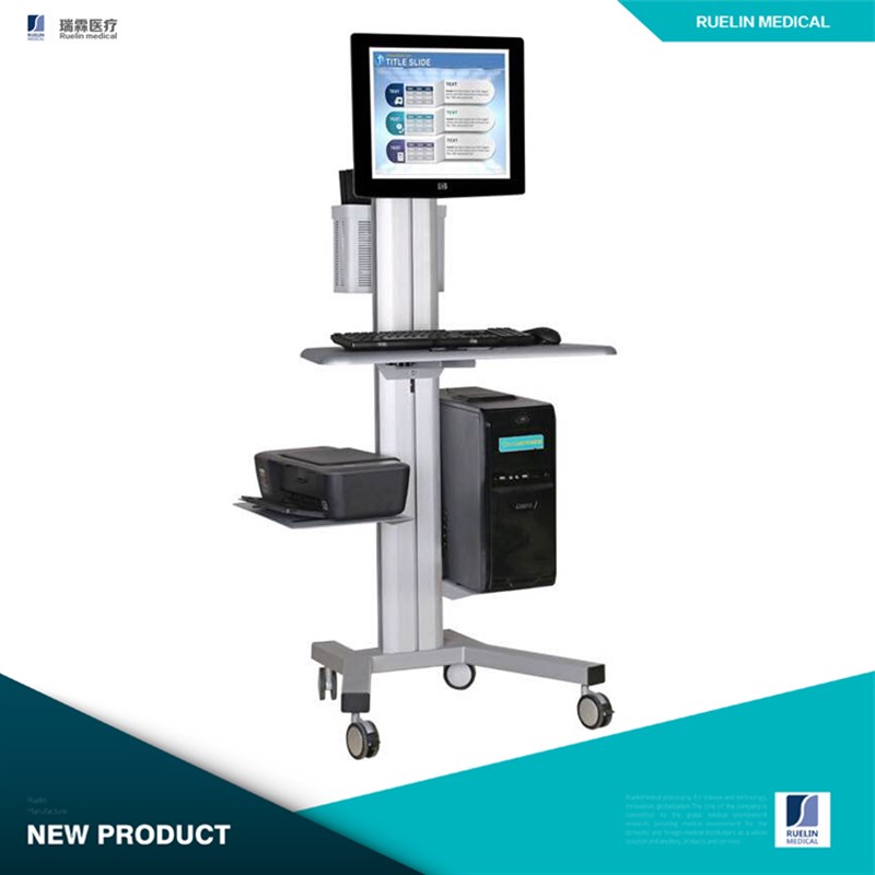 电脑推车铝合金移动查房车机场银行数据中心自助查询展示结算台车