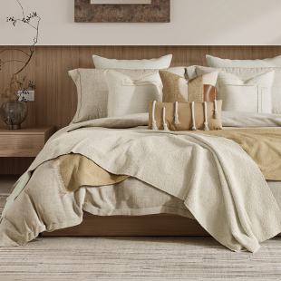 侘寂风样板房床上用品家具卖场驼色系卡其色极简风软装 样板间床品