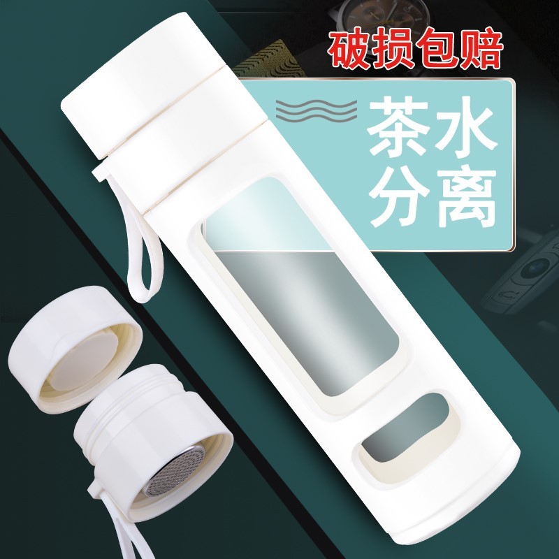 茶水分离玻璃杯水瓶大容量泡茶水杯便携塑玻杯双层男女学生防烫摔图片