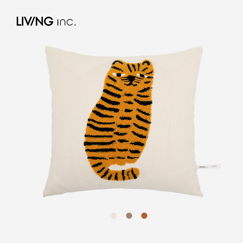 LIVING inc.大猫 卡通豹子抱枕客厅沙发靠枕套儿童可爱靠垫不含芯