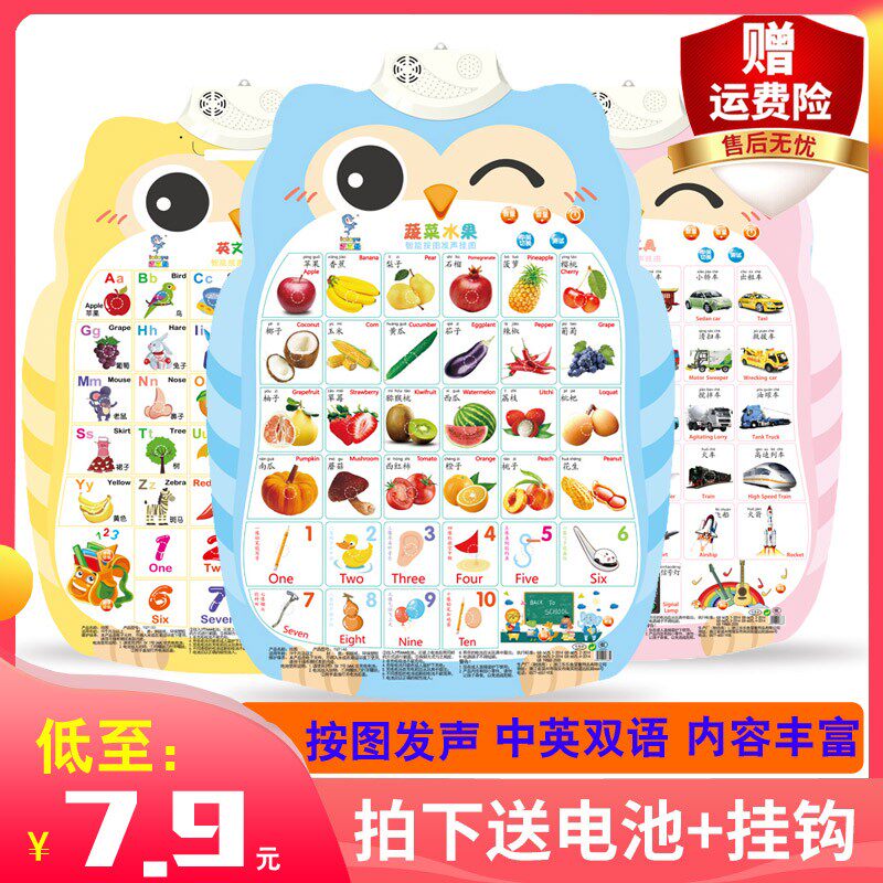 宝宝早教有声挂图幼儿语音发声图儿童启蒙拼音字母表识字玩具墙贴