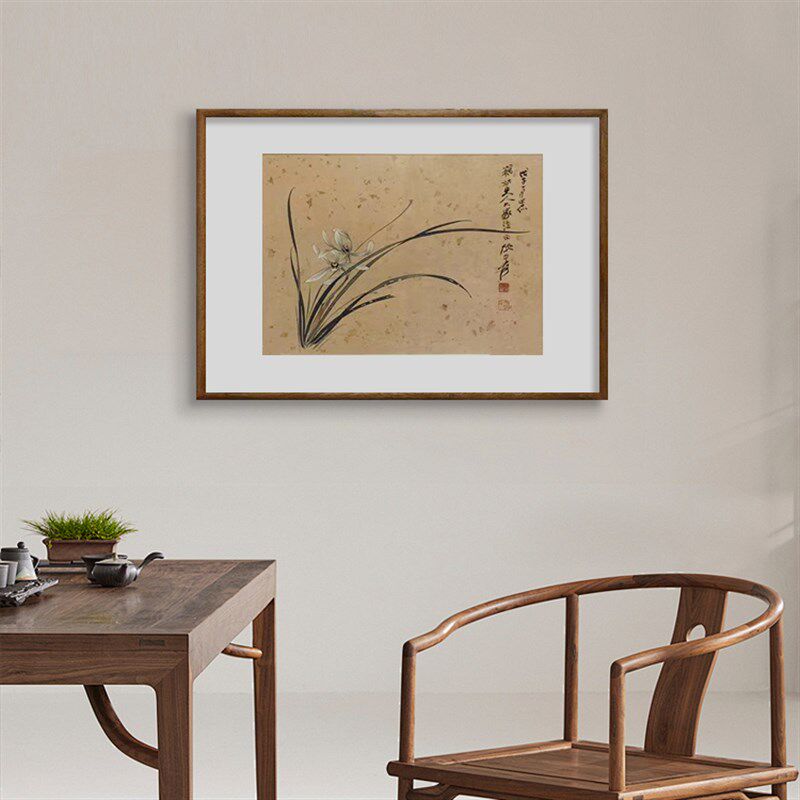(兰花图)静兰香客厅玄关卧室挂画艺术微喷 实木框国画
