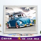 diy数字油画风景汽车赛车减压手工绘数码 饰油彩画 填色填充涂画装
