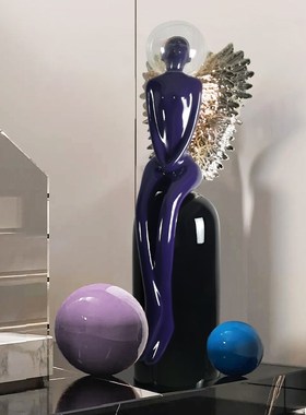 现代简约抽象人物雕塑酒店大堂售楼处样板间客厅落地装饰品摆件
