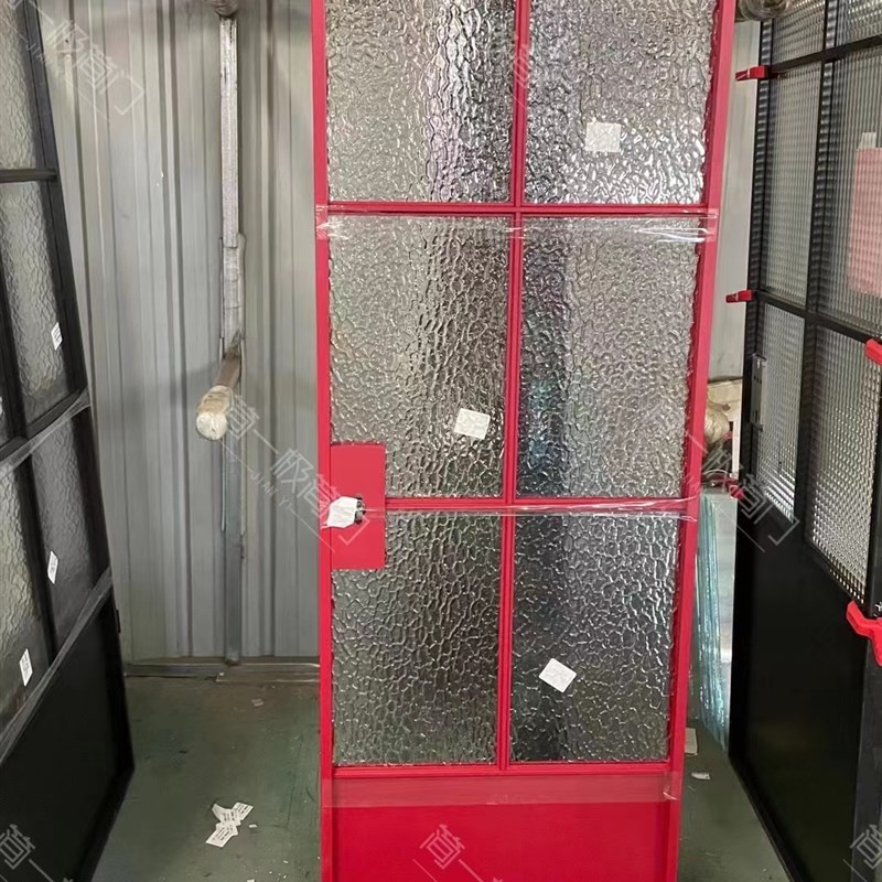 法式复古卫生间玻璃门厕所门红色铝合金门老钢窗门阳台门艺术玻璃