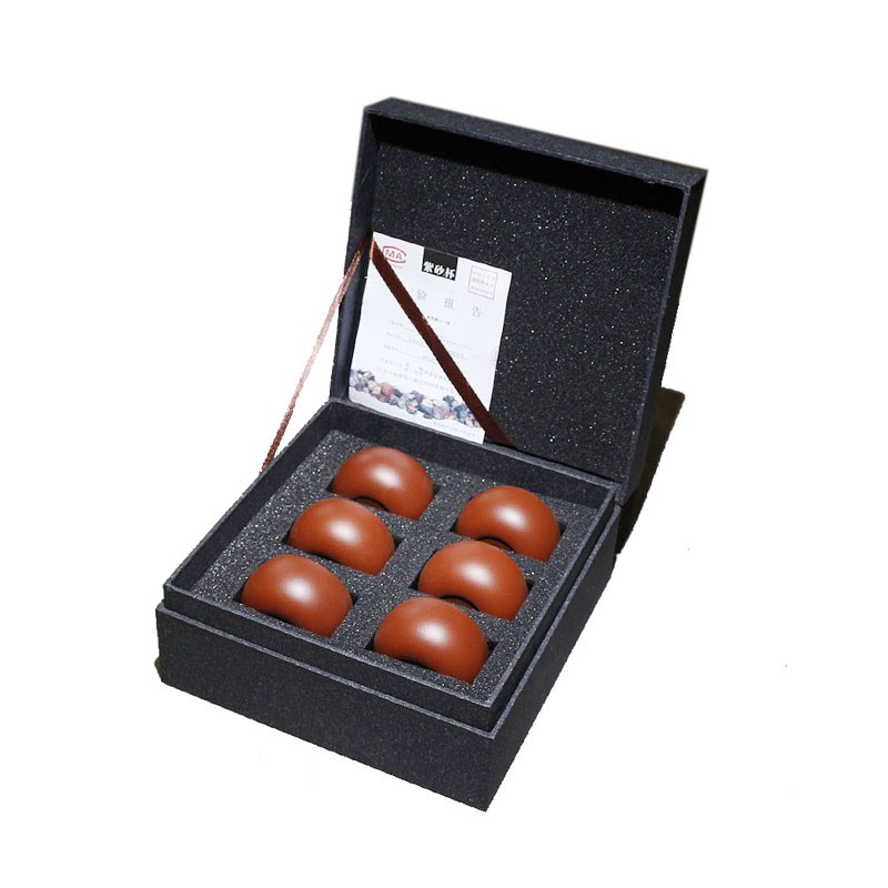 紫云堂  宜兴紫砂壶品茗杯手工小口杯矿朱泥大红袍功夫茶杯套装