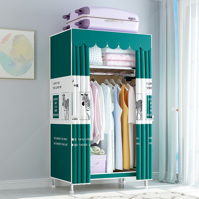 单人简易衣柜钢架结构结实耐用出租房宿舍组装布衣柜家用卧室收纳