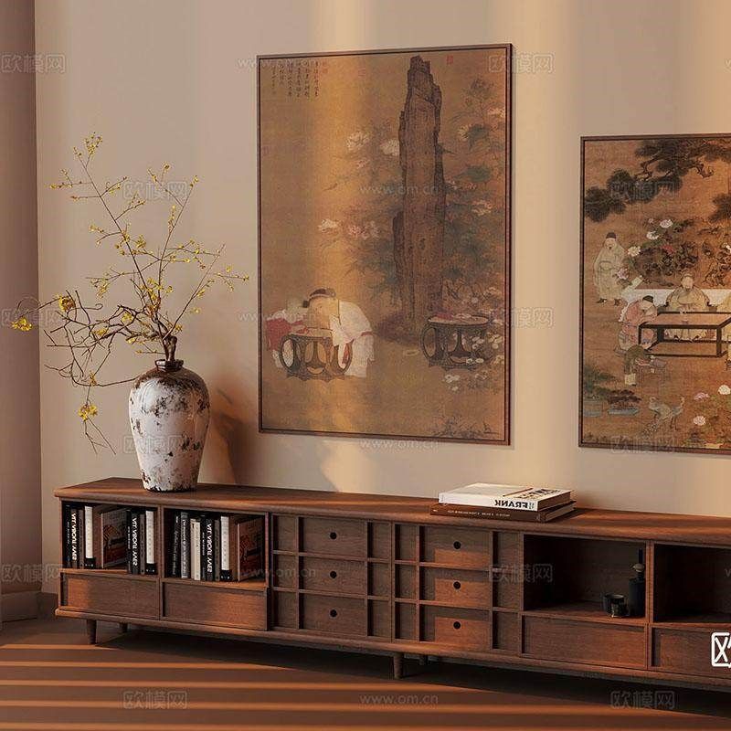 宋式美学电视柜组合现代中古风酒店别墅复古收纳柜储物柜客厅家具,住宅家具,电视柜,淘宝优惠券,粉丝福利购,淘宝优惠卷