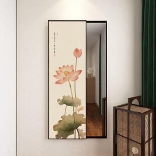 中hi荷花玄关身镜隐藏式穿家用壁画可关闭卧室衣装镜子MY-H173推