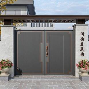 铝合无品牌/金别墅大村门开门户大门电动双铝自艺农建房进院子大