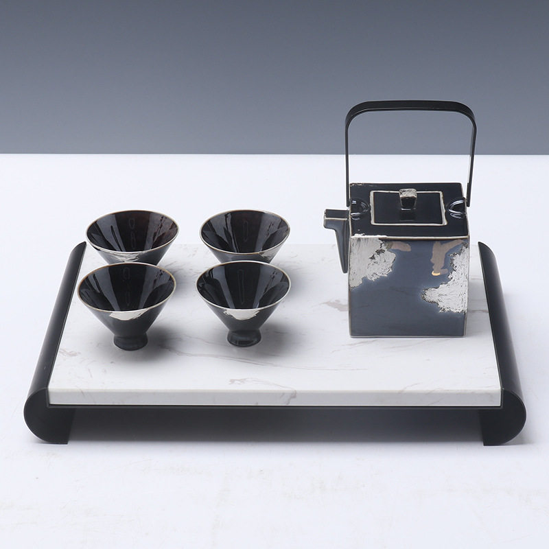 新中式大理石茶具托盘组合