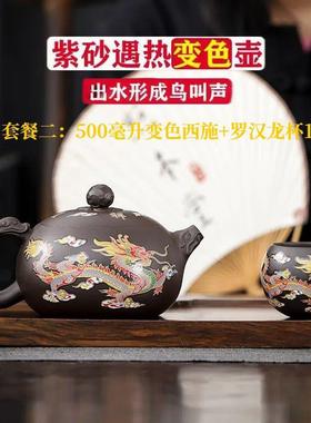 500毫升bsch1000变色大西的施龙凤创意宜兴砂壶全套办公多大容人