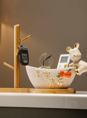 入门玄关钥匙收纳摆件客厅电视柜高档装饰品桌面创意酒柜置物摆设